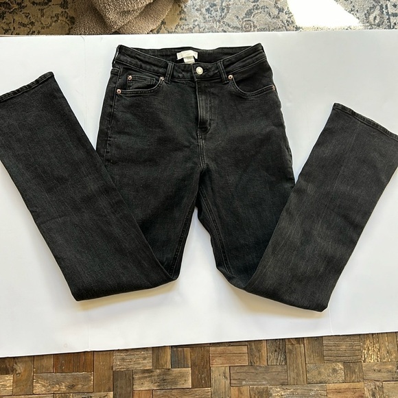 H&M Black Straight Leg Split Hem Jeans Size 10 - Picture 2 of 8